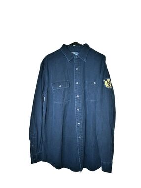Rare Polo Ralph Lauren Custom Fit Denim Shirt Mens XL Yacht Club Nautical